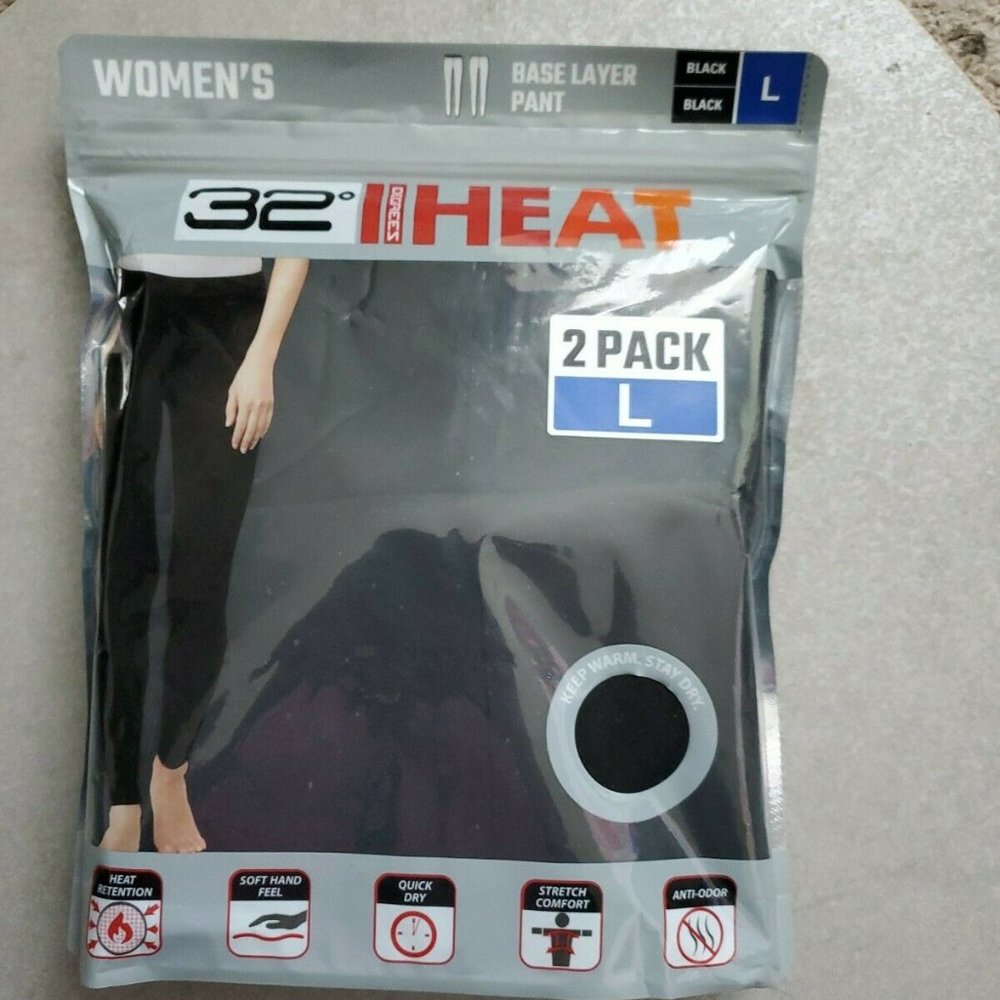 32 Degrees wen's Large Base Layer Heat Pant 2-Pack